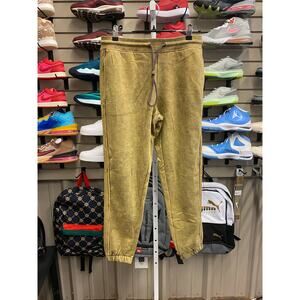 Alphalete Men's Essential Brown Olive Washed Zip Pocket Joggers New!